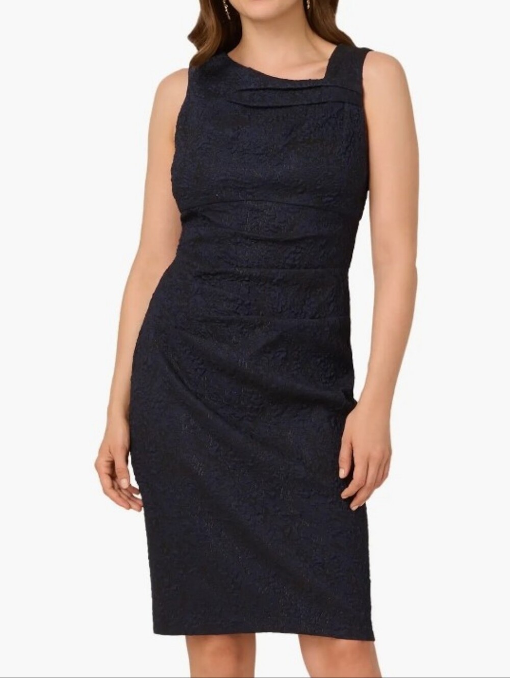 Adrianna Papell Dark Blue Brocade Sheath Dress - Picture 13 of 15